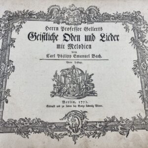 Bach, Carl Philipp Emanuel: Herrn Professor Gellerts Geistliche Oden